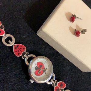 Ladybug watch and earrings
